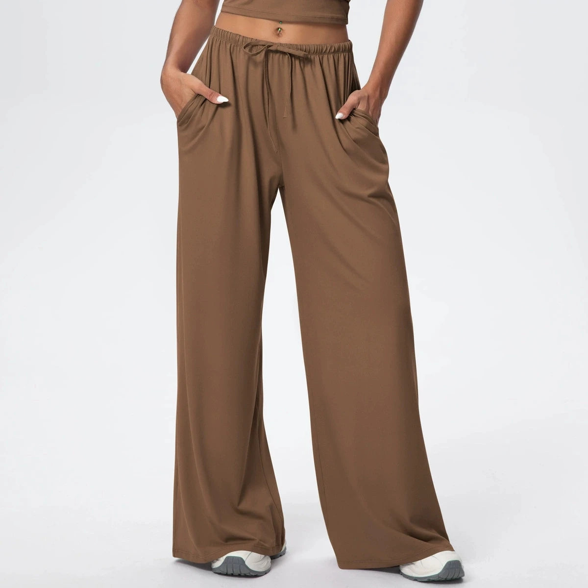 Side Pocket Wide Leg Pants,Loose And Casual Sports Pants Women's Elastic Drawstring Fitness Pants Running Gym Yoga Women's Pants
