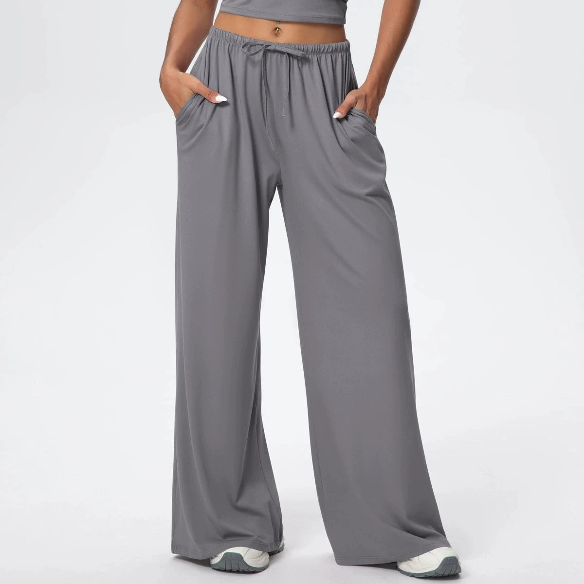Side Pocket Wide Leg Pants,Loose And Casual Sports Pants Women's Elastic Drawstring Fitness Pants Running Gym Yoga Women's Pants
