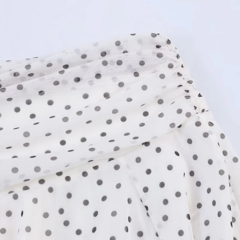 Summer Polka Dot A-Line Long Skirt Women High Waist Pleated MIDI Skirts Female Elegant Holidays Wear 2026 New