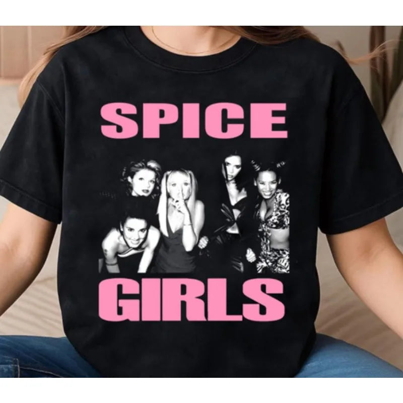 Retro Spice Girls T-shirt -90s Pop Band Concert T-shirt Summer New Unisex Casual Fashion Cotton T-shirt