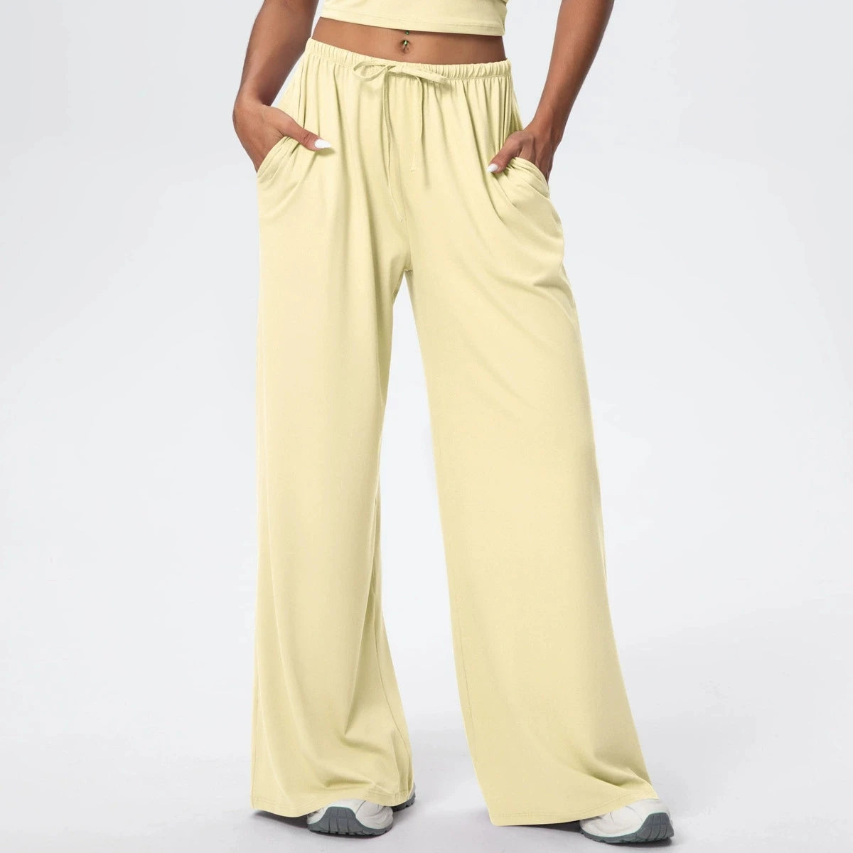 Side Pocket Wide Leg Pants,Loose And Casual Sports Pants Women's Elastic Drawstring Fitness Pants Running Gym Yoga Women's Pants