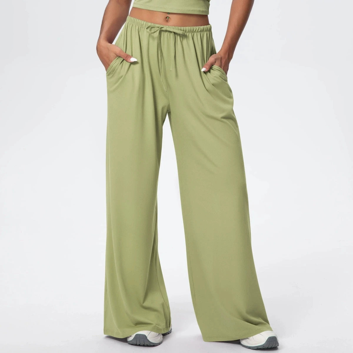 Side Pocket Wide Leg Pants,Loose And Casual Sports Pants Women's Elastic Drawstring Fitness Pants Running Gym Yoga Women's Pants