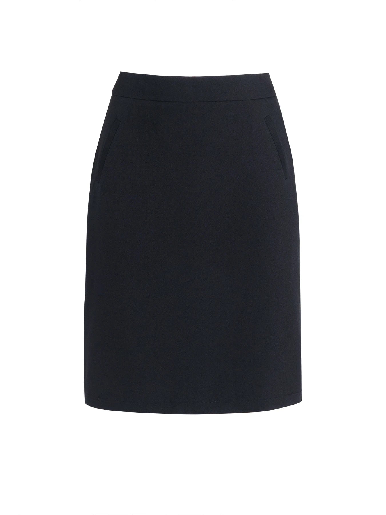 Women's Midi Skirt High Waist Straight A Line Pockets Black Casual Skirts Spring Summer Office Formal Wear Elegant