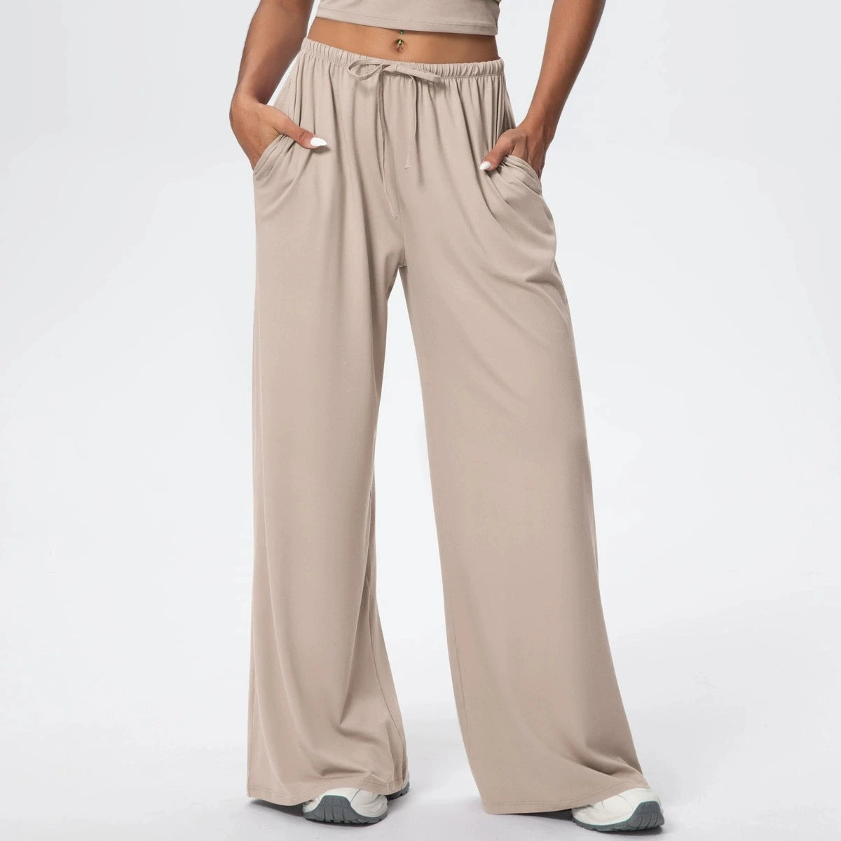 Side Pocket Wide Leg Pants,Loose And Casual Sports Pants Women's Elastic Drawstring Fitness Pants Running Gym Yoga Women's Pants