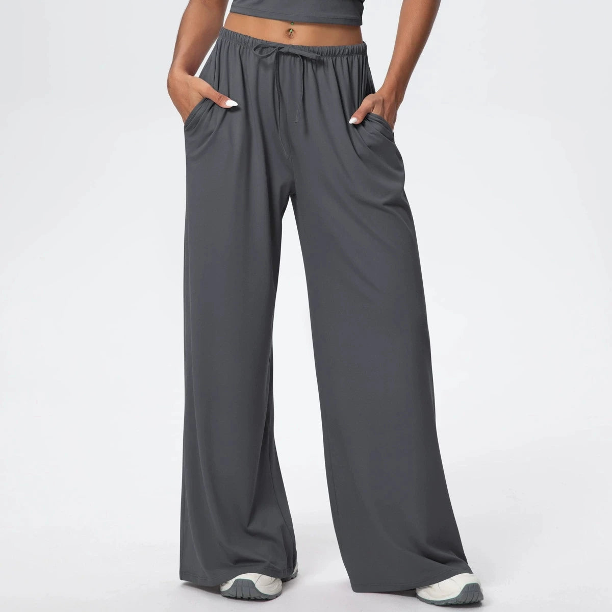 Side Pocket Wide Leg Pants,Loose And Casual Sports Pants Women's Elastic Drawstring Fitness Pants Running Gym Yoga Women's Pants