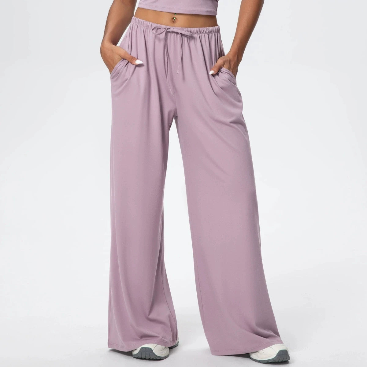 Side Pocket Wide Leg Pants,Loose And Casual Sports Pants Women's Elastic Drawstring Fitness Pants Running Gym Yoga Women's Pants