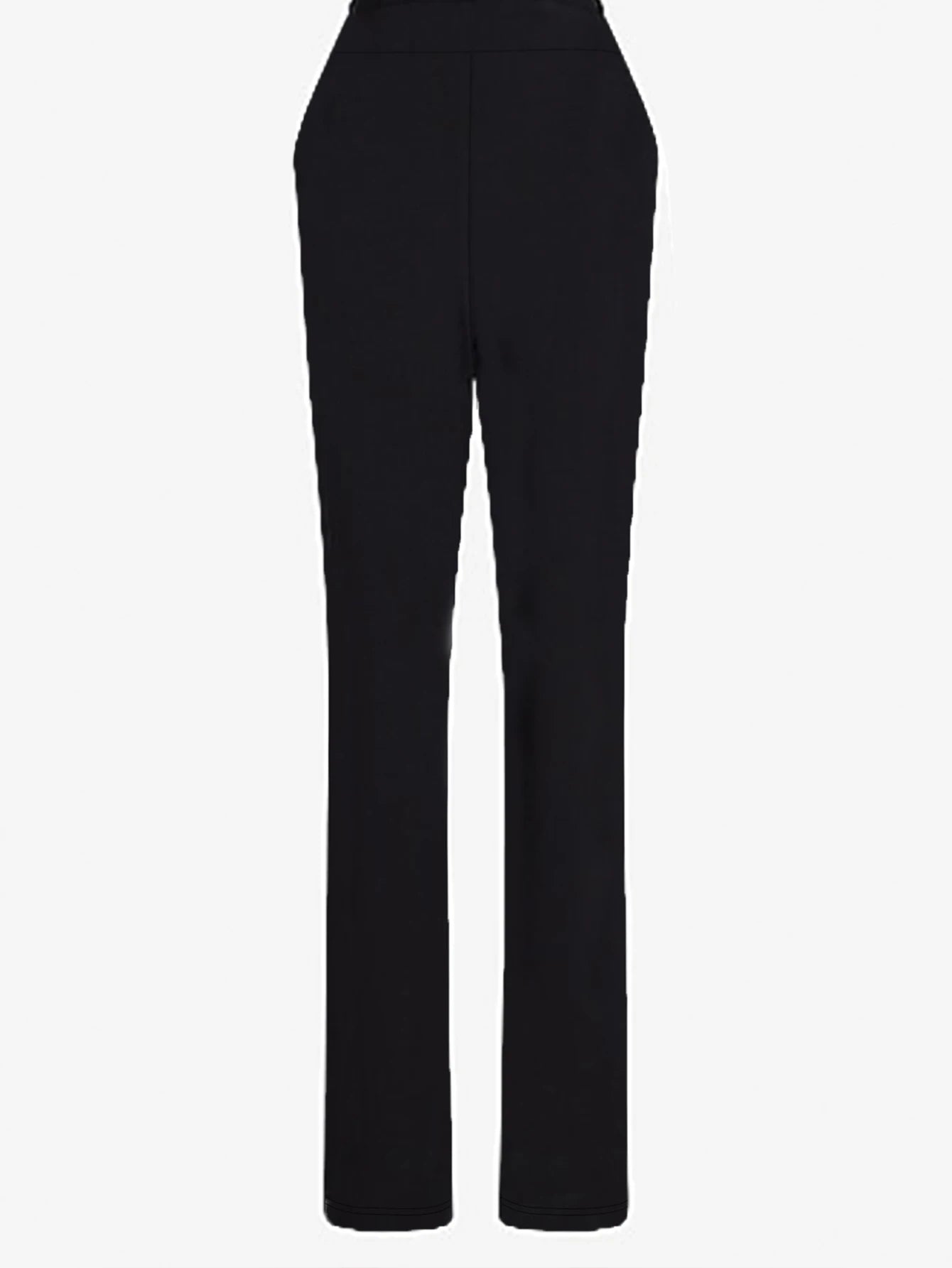 2025 Fashion Slim Straight Trousers Women Regular Waist Breathable Slimming Solid Black Daily Office Trousers 