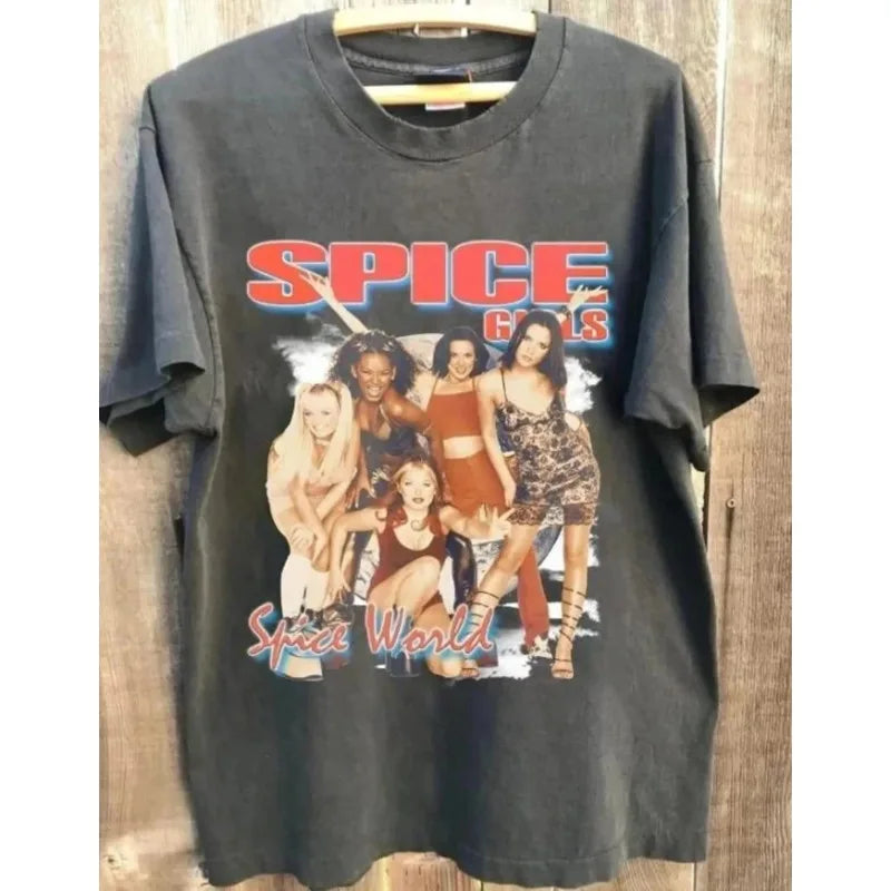 Retro Spice Girls T-shirt -90s Pop Band Concert T-shirt Summer New Unisex Casual Fashion Cotton T-shirt