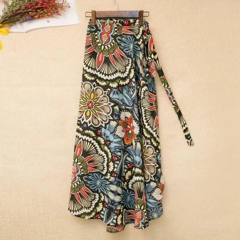 Women Floral Print Chiffon Skirt Beach Bikini Cover Up Wrap Scarf Swimwear Pareo Sarong Dress Solid Ruffle Casual Beach Dress