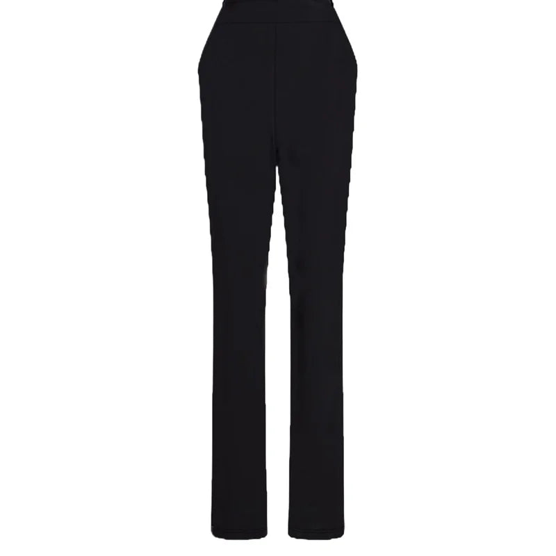 2025 Fashion Slim Straight Trousers Women Regular Waist Breathable Slimming Solid Black Daily Office Trousers 